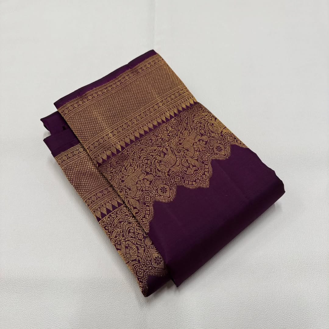 Intricate Purple Soft Banarasi Silk Saree With Seraphic Blouse Piece - Image 3