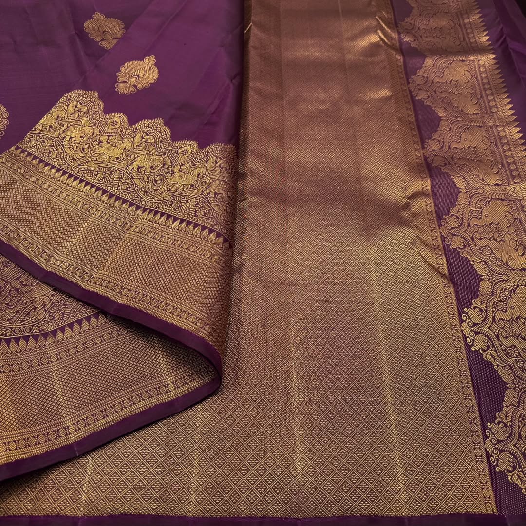 Intricate Purple Soft Banarasi Silk Saree With Seraphic Blouse Piece - Image 5