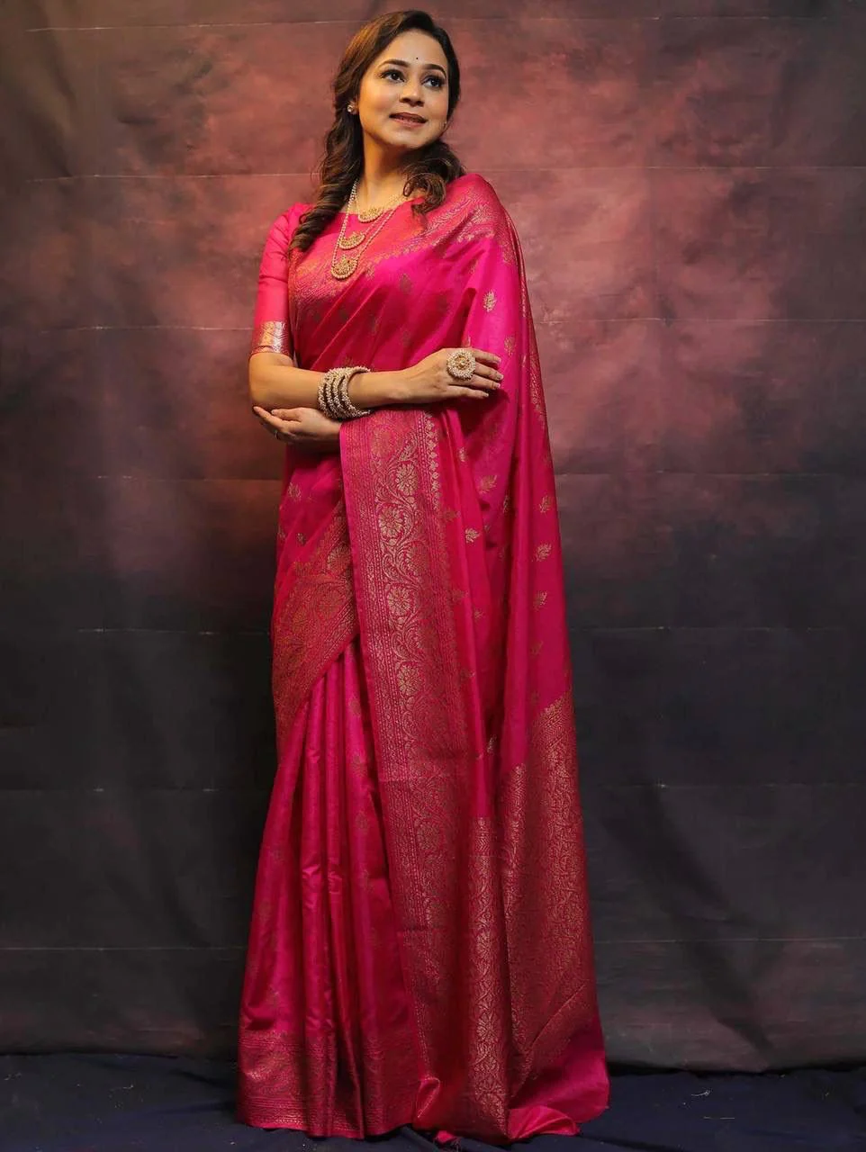 Jazzy Dark Pink Soft Silk Saree With Appealing Blouse Piece - Image 6