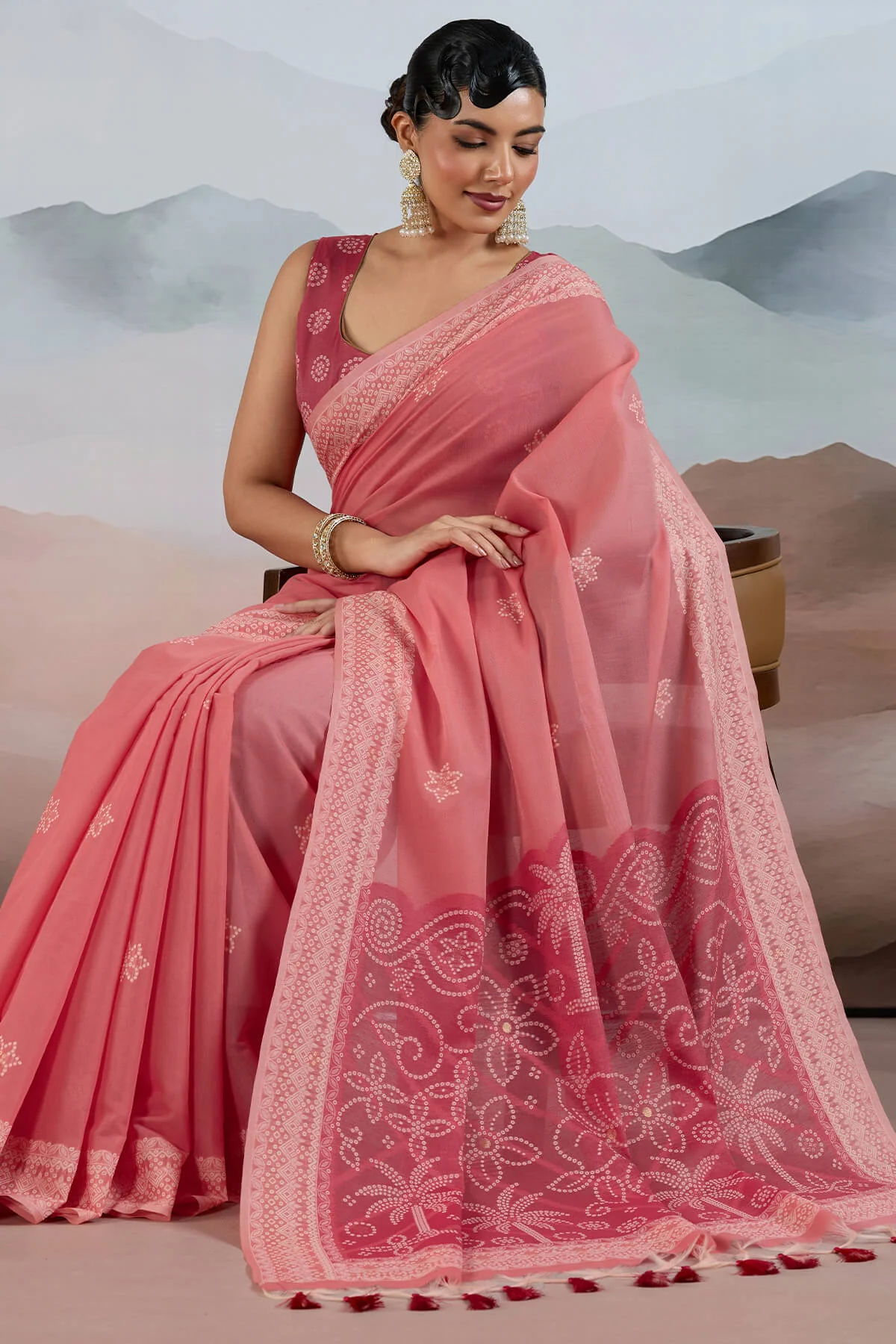 Jubilant Pink Cotton Silk Saree With Petrichor Blouse Piece - Image 4