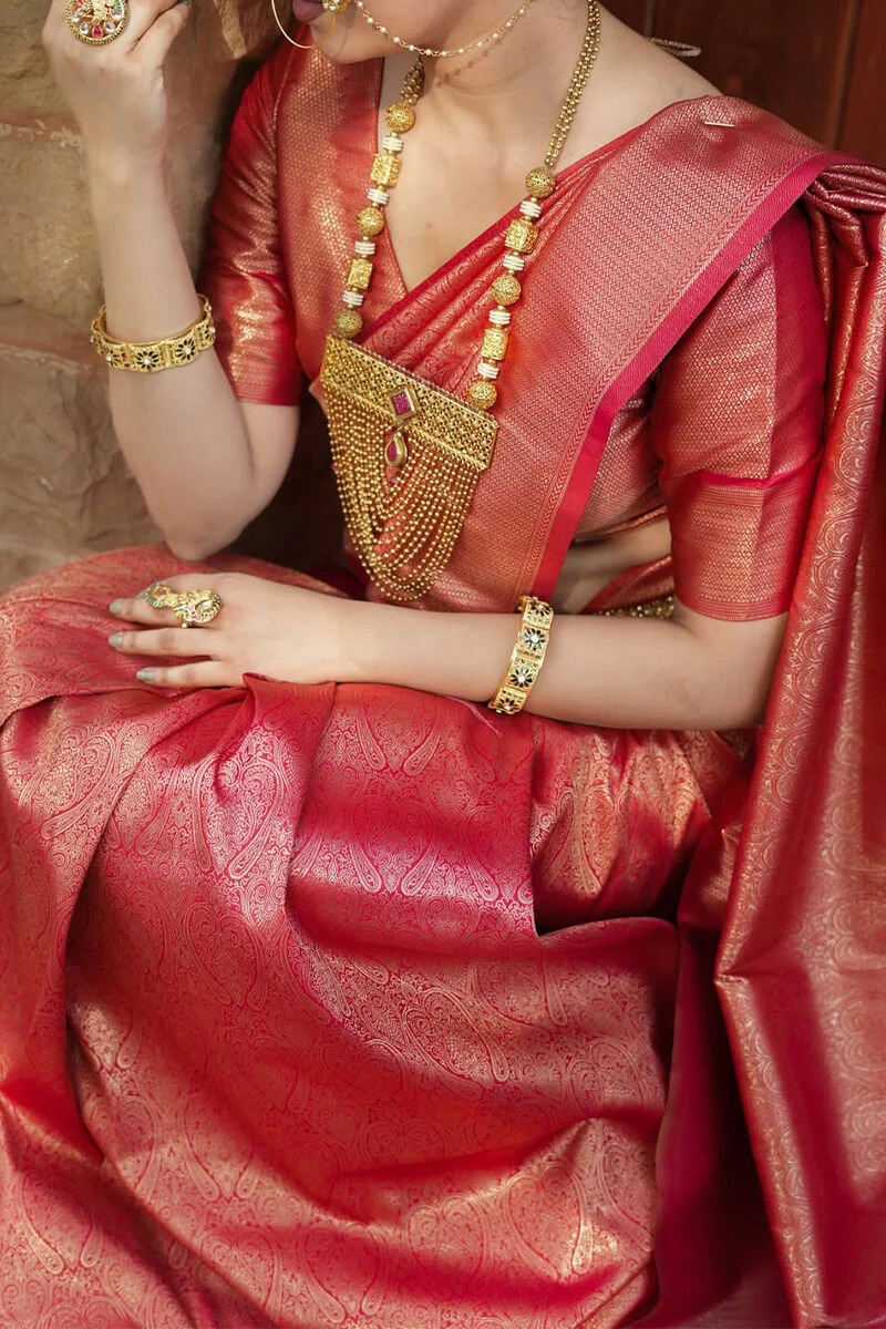 Lagniappe Dark Pink Soft Silk Saree With Devastating Blouse Piece - Image 7