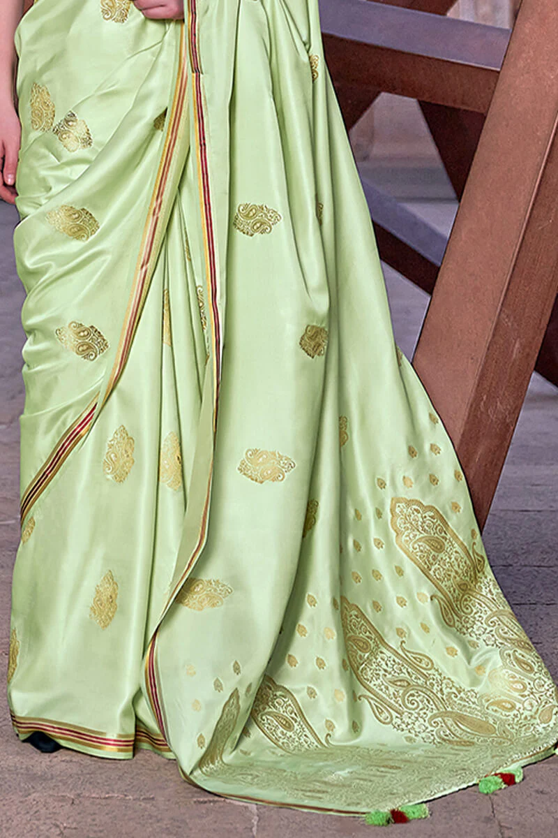 Lagniappe Green Soft Banarasi Silk Saree With Lissome Blouse Piece - Image 4