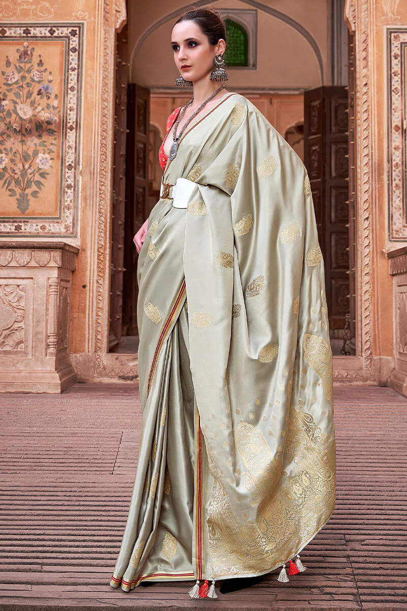 Lagniappe Pista Soft Banarasi Silk Saree With Lissome Blouse Piece - Image 3