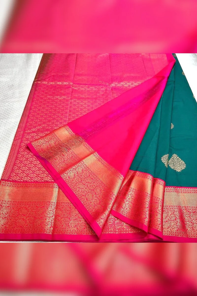 Lagniappe Rama Soft Banarasi Silk Saree With Luxuriant Blouse Piece - Image 3