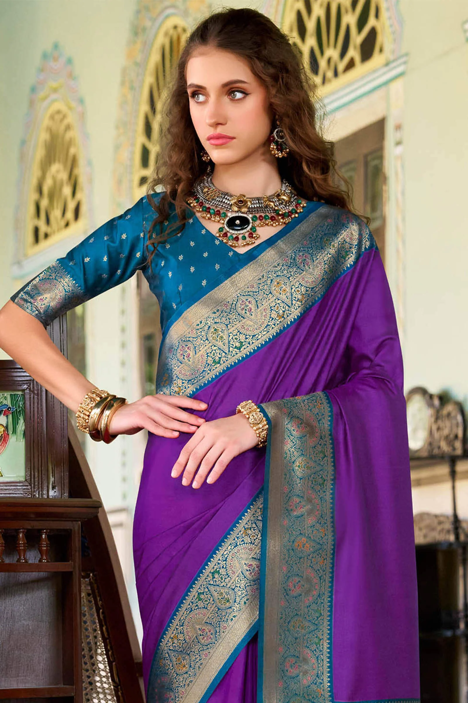 Lissome Purple Soft Banarasi Silk Saree With Seraglio Blouse Piece - Image 2