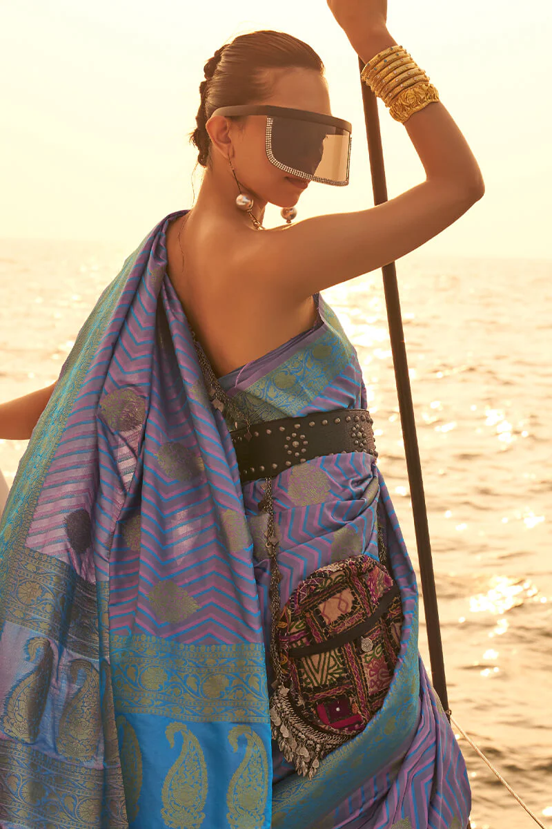 Magnificat Lavender Soft Banarasi Silk Saree With Prodigal Blouse Piece - Image 2