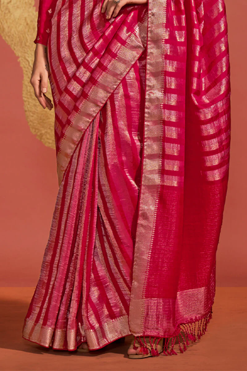 Majesty Magenta Soft Banarasi Silk Saree With Delightful Blouse - Image 3