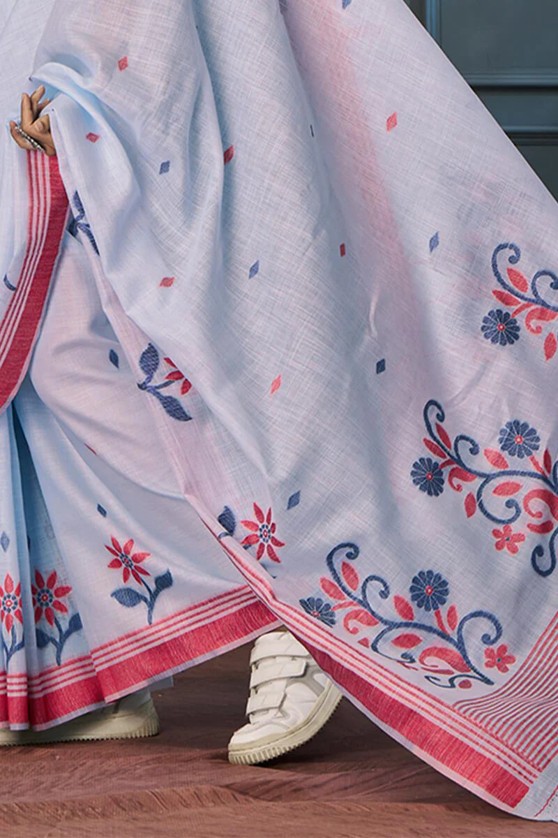 Mellifluous Lavender Cotton Silk Saree With Quintessential Blouse Piece - Image 3