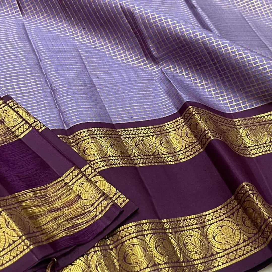 Moiety Lavender Soft Silk Saree With Transcendent  Blouse Piece - Image 2