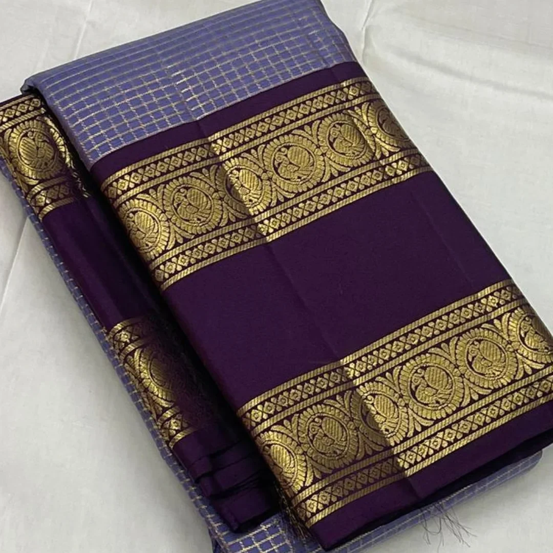 Moiety Lavender Soft Silk Saree With Transcendent  Blouse Piece - Image 3