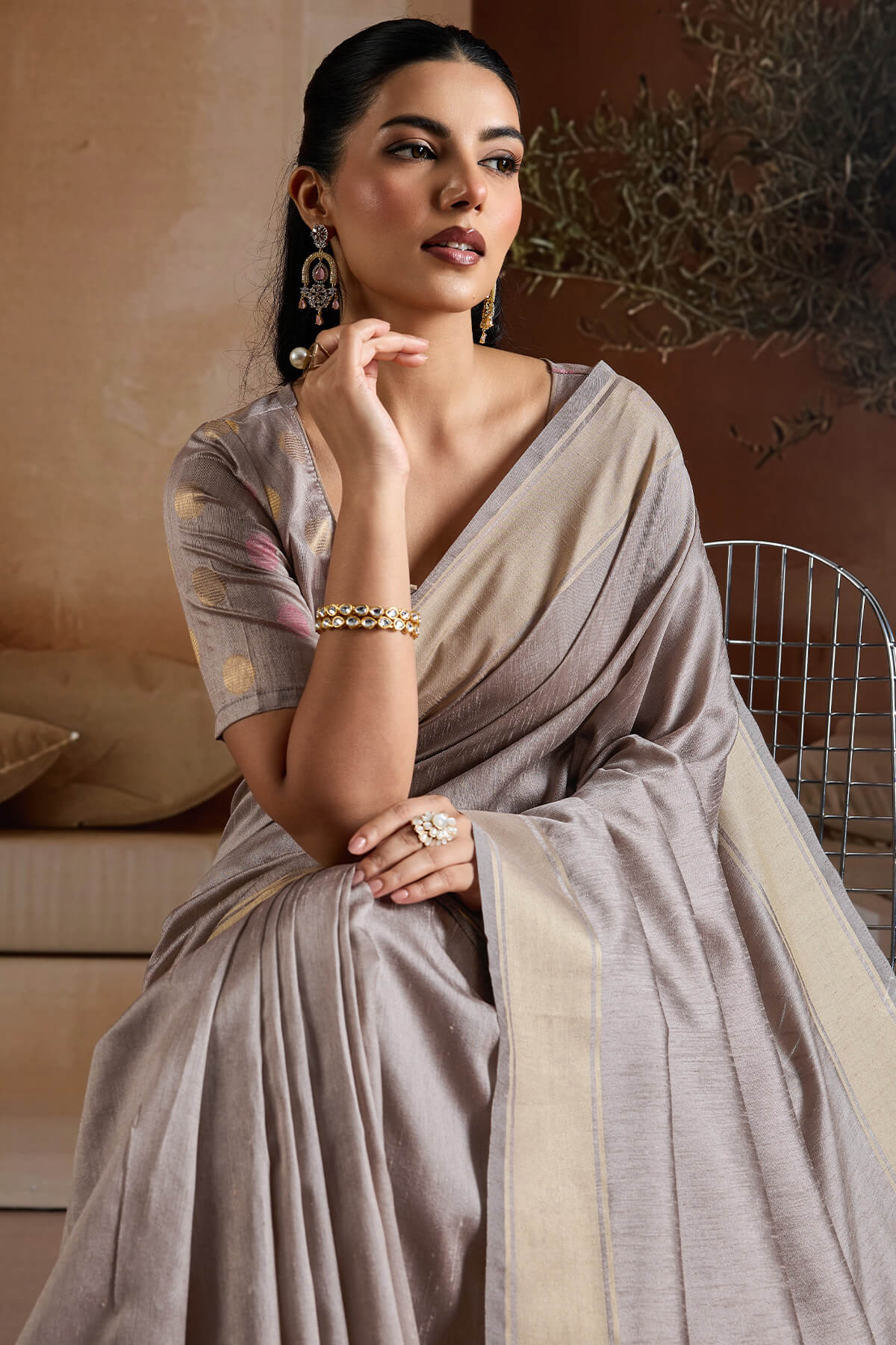 Most Flattering Grey Soft Banarasi Bhagalpuri Silk Saree With Charismatic Blouse Piece - Image 2
