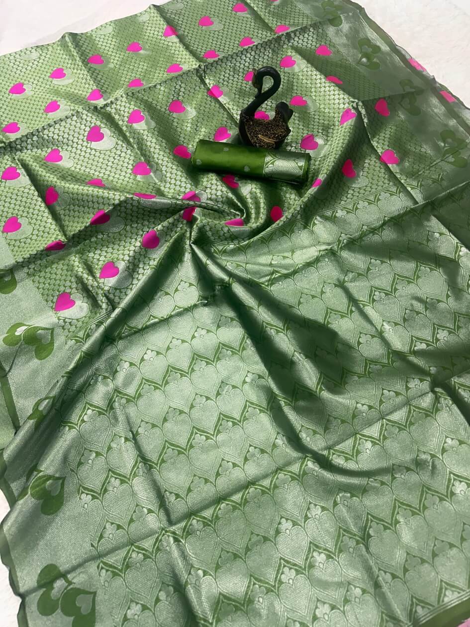 Nemesis Green Soft Banarasi Silk Saree With Stunning Blouse Piece - Image 4