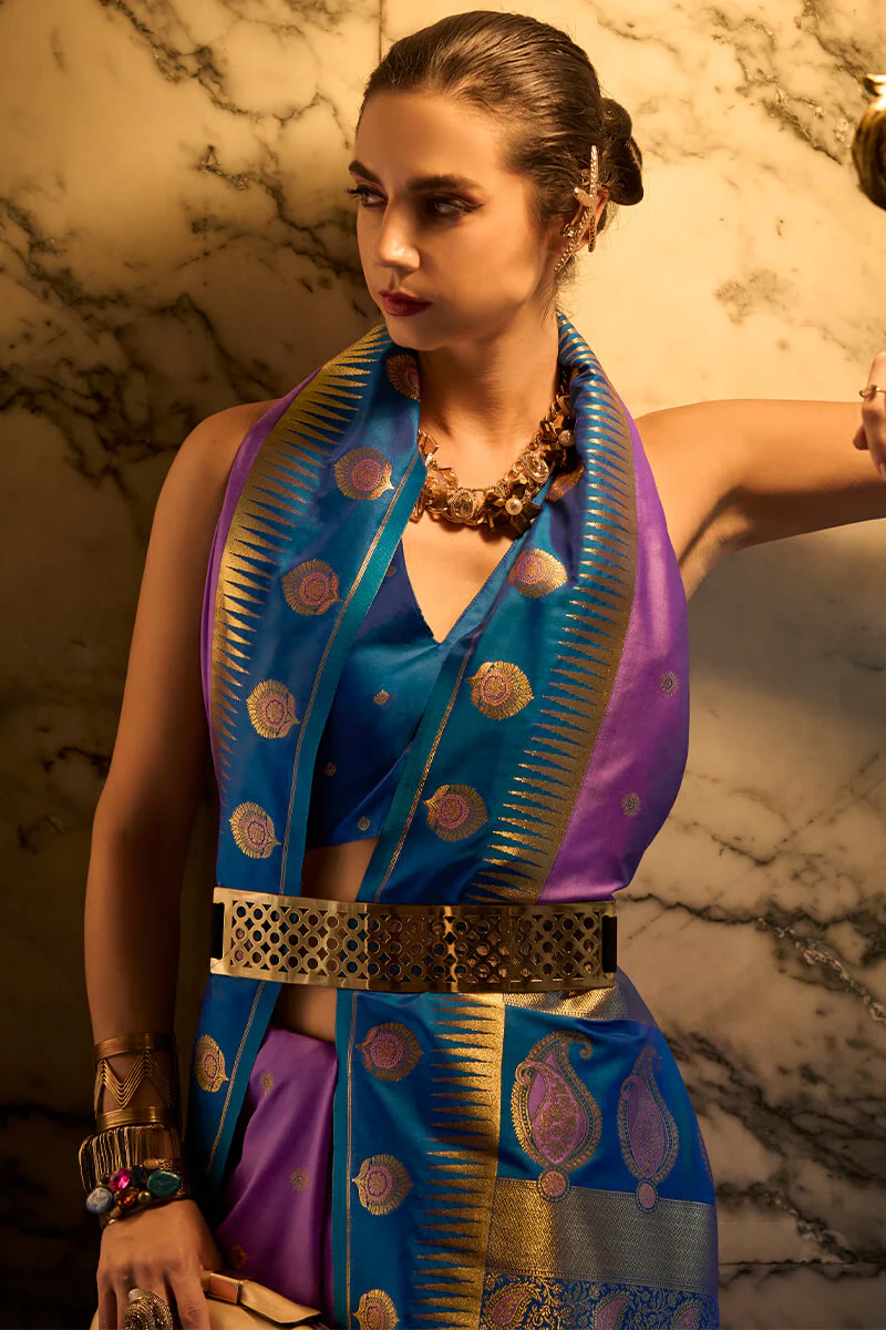 Nemesis Lavender Soft Banarasi Silk Saree With Beauteous Blouse Piece - Image 2