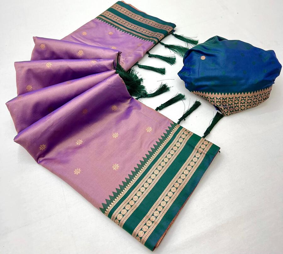 Opulent Baby Pink Soft Banarasi Silk Saree With Quintessential Blouse Piece - Image 2