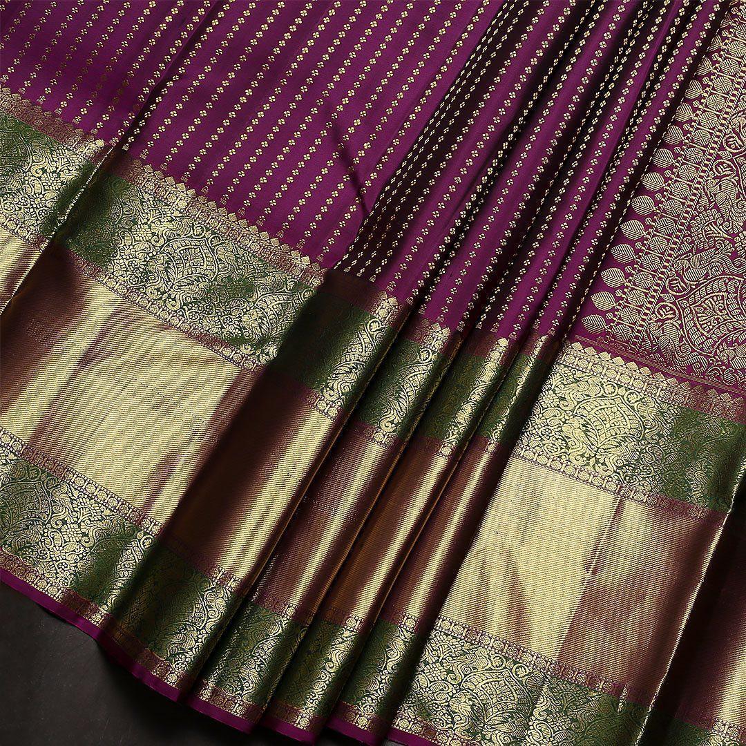 Outstanding Purple Soft Banarasi Silk Saree With Dazzling Blouse Piece - Image 3