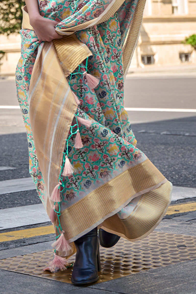 Petrichor Pista Organza Silk Saree With Sumptuous Blouse Piece - Image 3