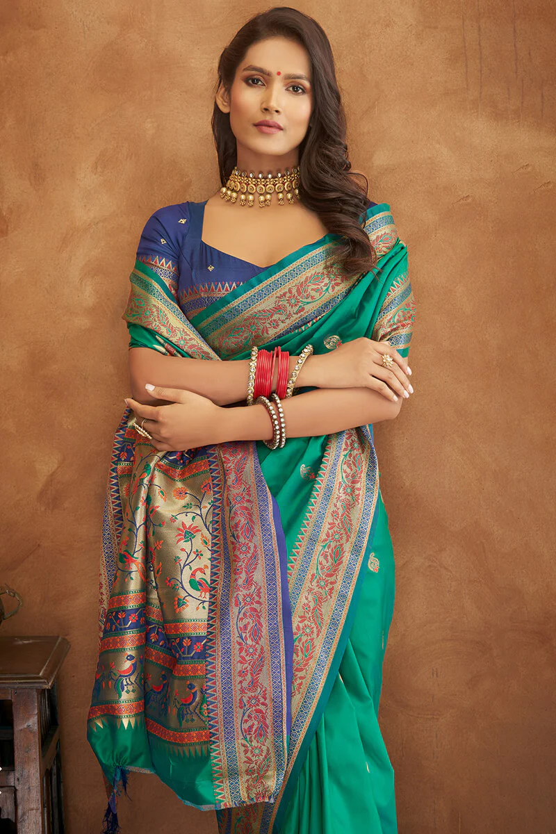 Petrichor Sea Green Soft Banarasi Silk Saree With Surreptitious Blouse - Image 2