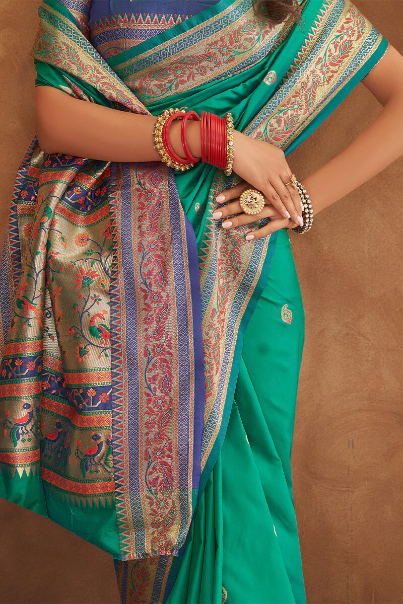 Petrichor Sea Green Soft Banarasi Silk Saree With Surreptitious Blouse - Image 3