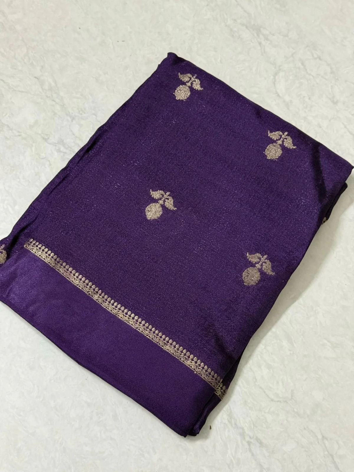Phenomenal Purple Banarasi Khadi Silk Saree With Vivacious Blouse Piece - Image 3