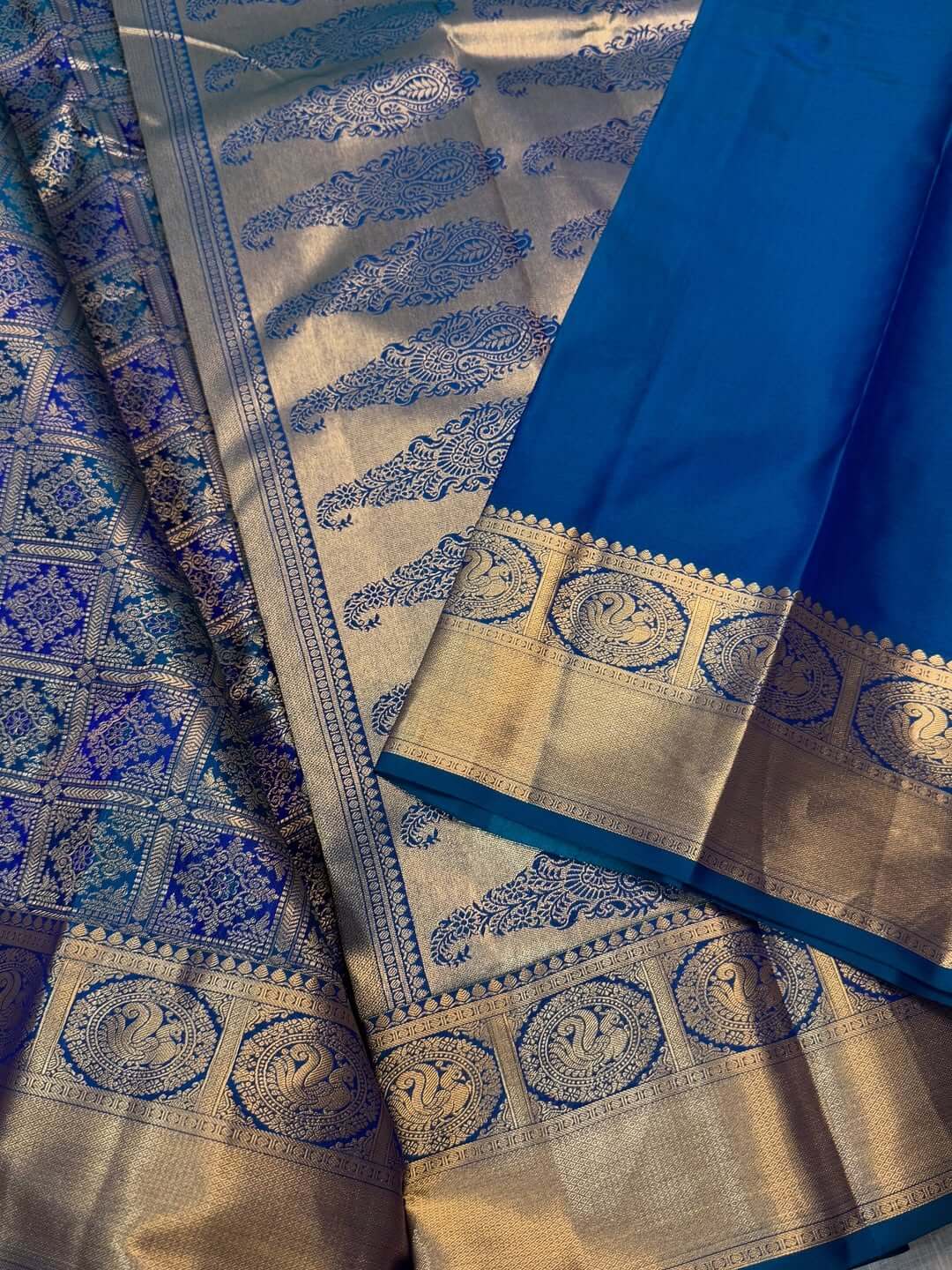 Prettiest Blue Soft Banarasi Silk Saree With Twirling Blouse Piece - Image 3