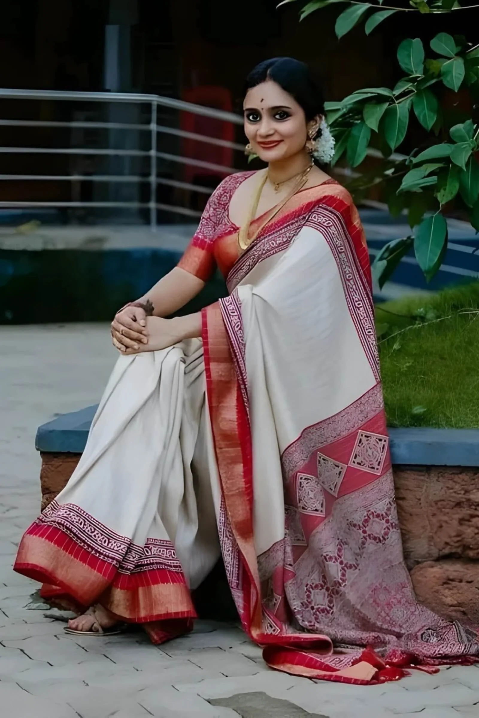 Pretty Beige Digital Printed Dola Silk Saree With Alluring Blouse Piece - Image 2