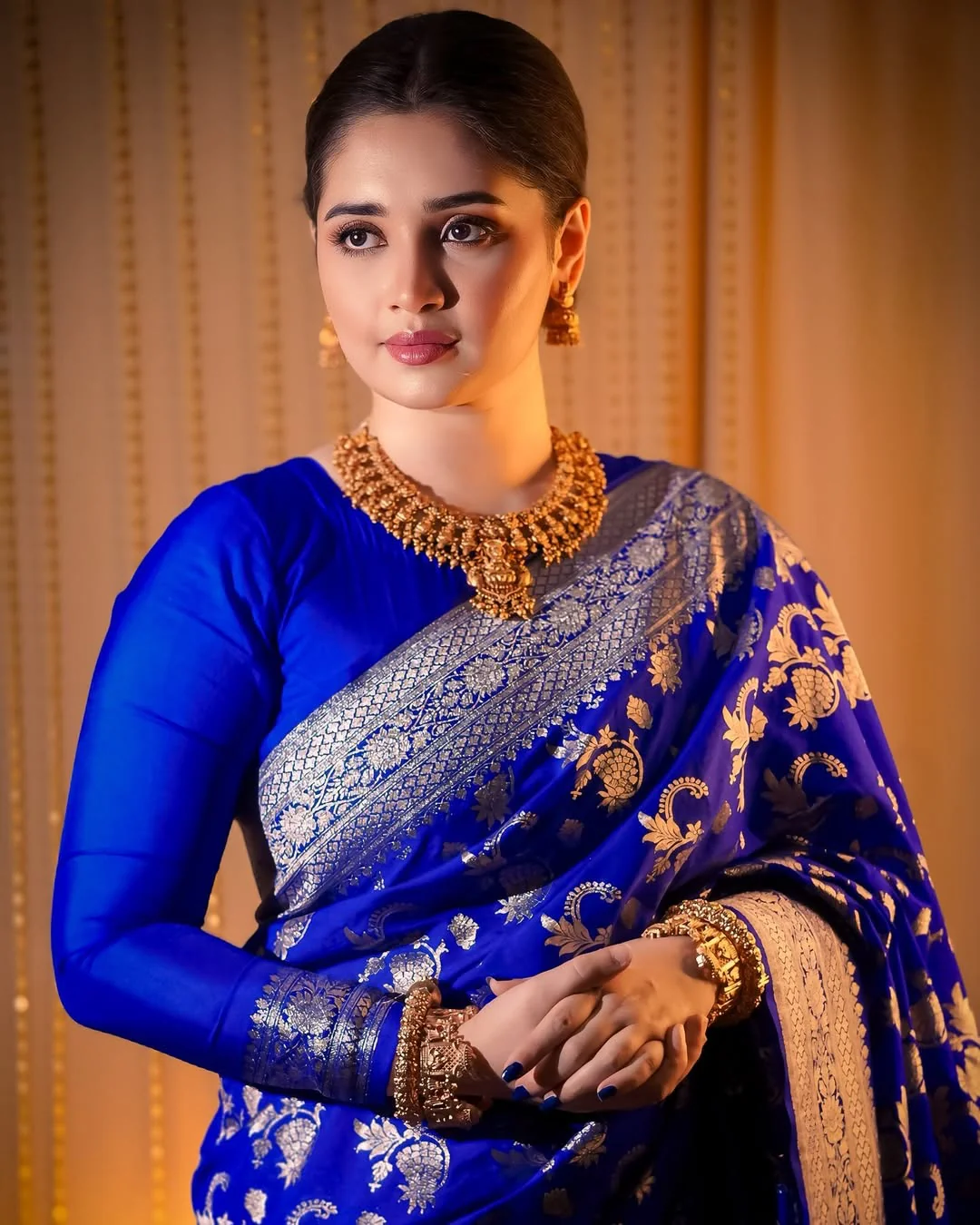 Pretty Royal Blue Soft Banarasi Silk Saree With Glorious Blouse Piece - Image 2
