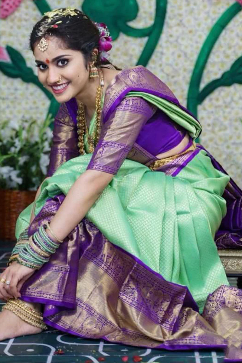 Propinquity Sea Green Soft Silk Saree With Epiphany Blouse Piece - Image 2