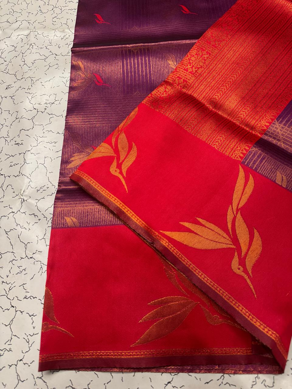 Pulsating Purple Soft Banarasi Silk Saree With Bucolic Blouse Piece - Image 6