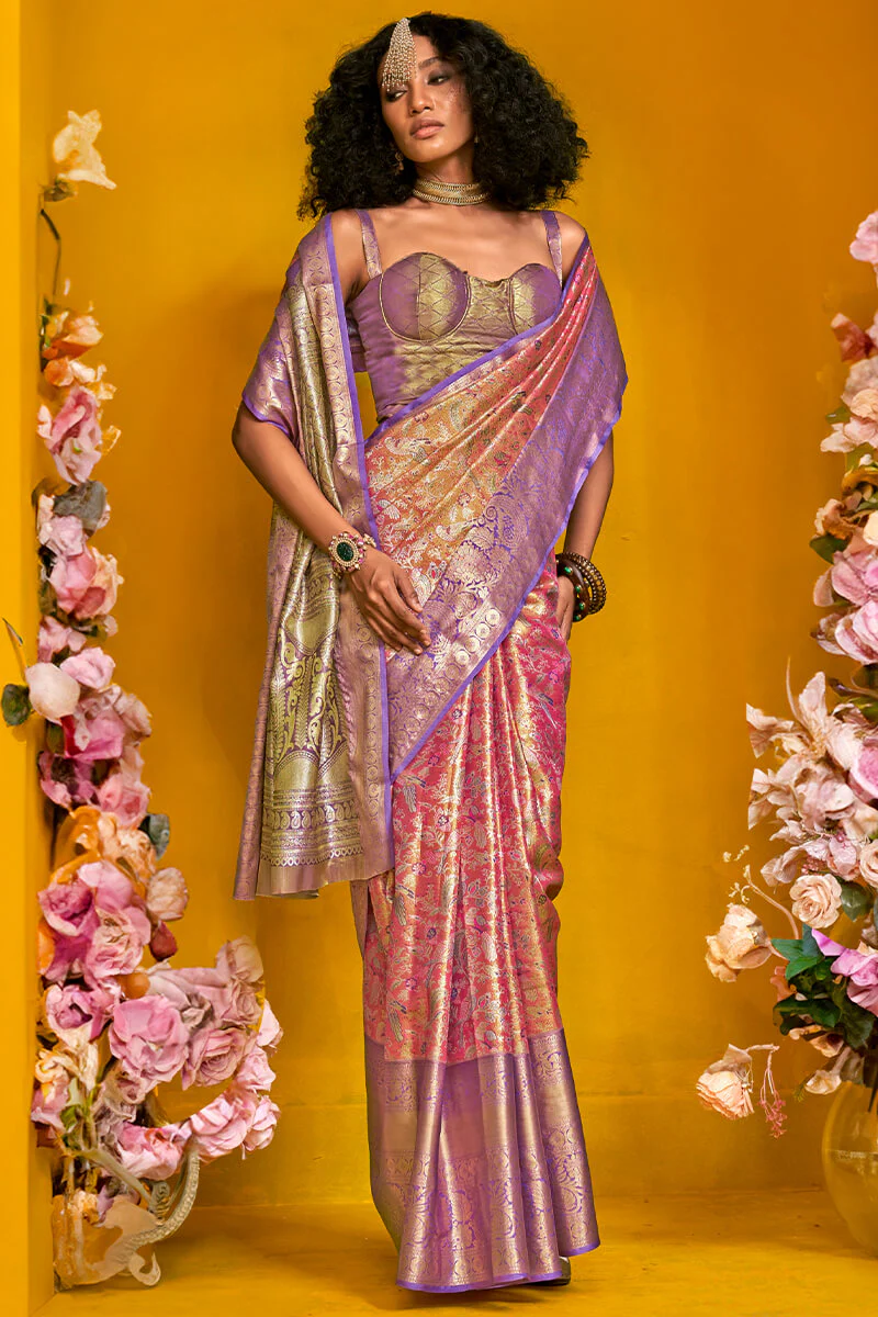 Quintessential Red Kanjivaram Silk Saree With Effervescent Blouse Piece - Image 2