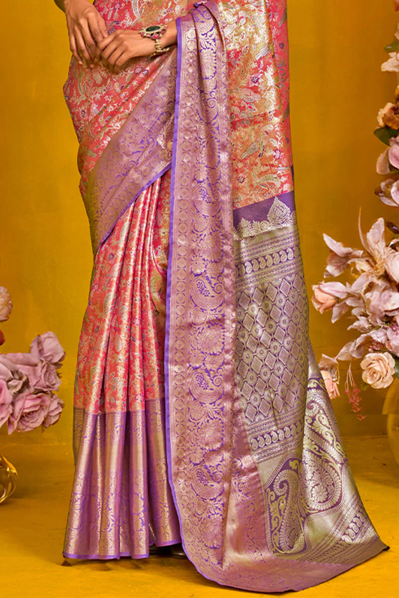 Quintessential Red Kanjivaram Silk Saree With Effervescent Blouse Piece - Image 3