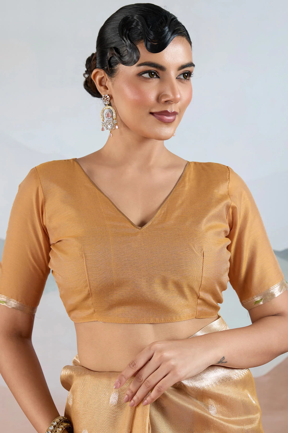 Quixotic Light Brown Paithani Pure Tissue Silk Saree With Elaborate Blouse Piece - Image 4