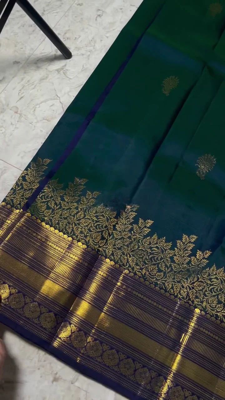 Quixotic Rama Soft Banarasi Silk Saree With Jazzy Blouse Piece - Image 6