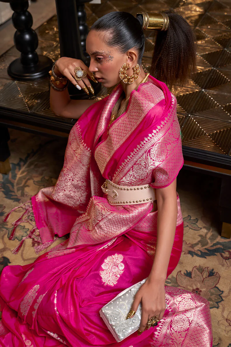 Ratatouille Magenta Soft Banarasi Silk Saree With Energetic Blouse Piece - Image 2