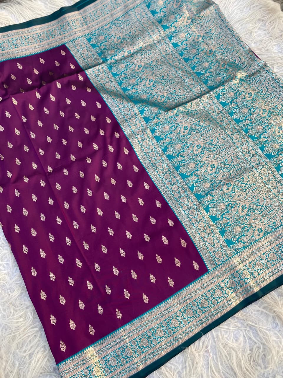 Ratatouille Purple Soft Banarasi Satin Silk Saree With Chatoyant Blouse - Image 2