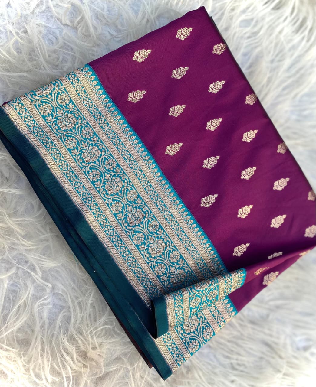 Ratatouille Purple Soft Banarasi Satin Silk Saree With Chatoyant Blouse - Image 4