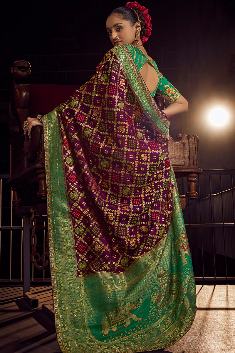 Resonant Purple Pure Viscose Dola Silk Saree With Susurrous Blouse Piece - Image 3