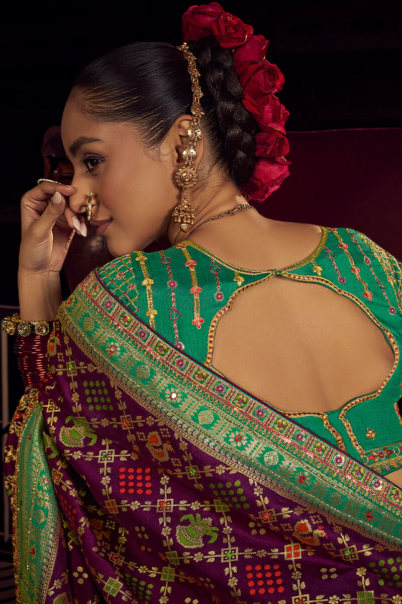 Resonant Purple Pure Viscose Dola Silk Saree With Susurrous Blouse Piece - Image 4