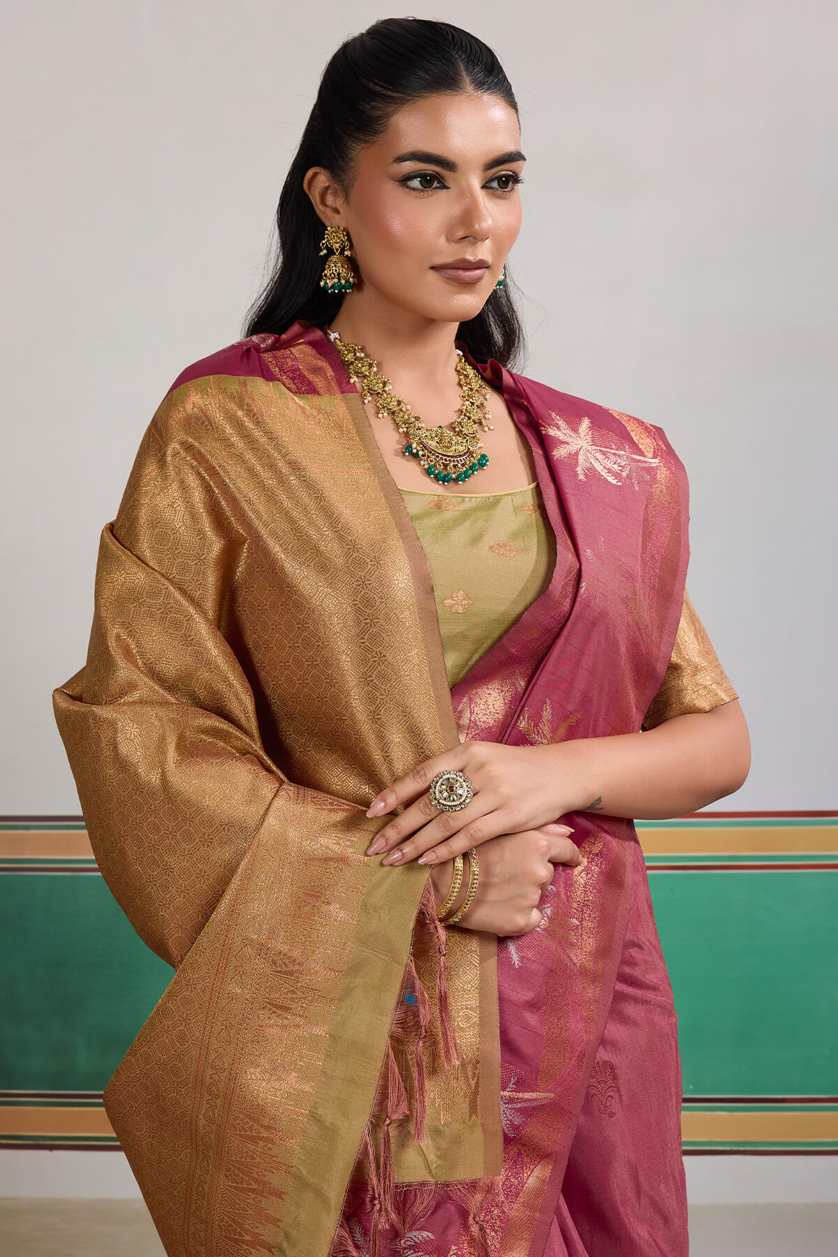 Resplendent Dark Pink Banarasi Tussar Silk Saree With Marvellous Blouse Piece - Image 2