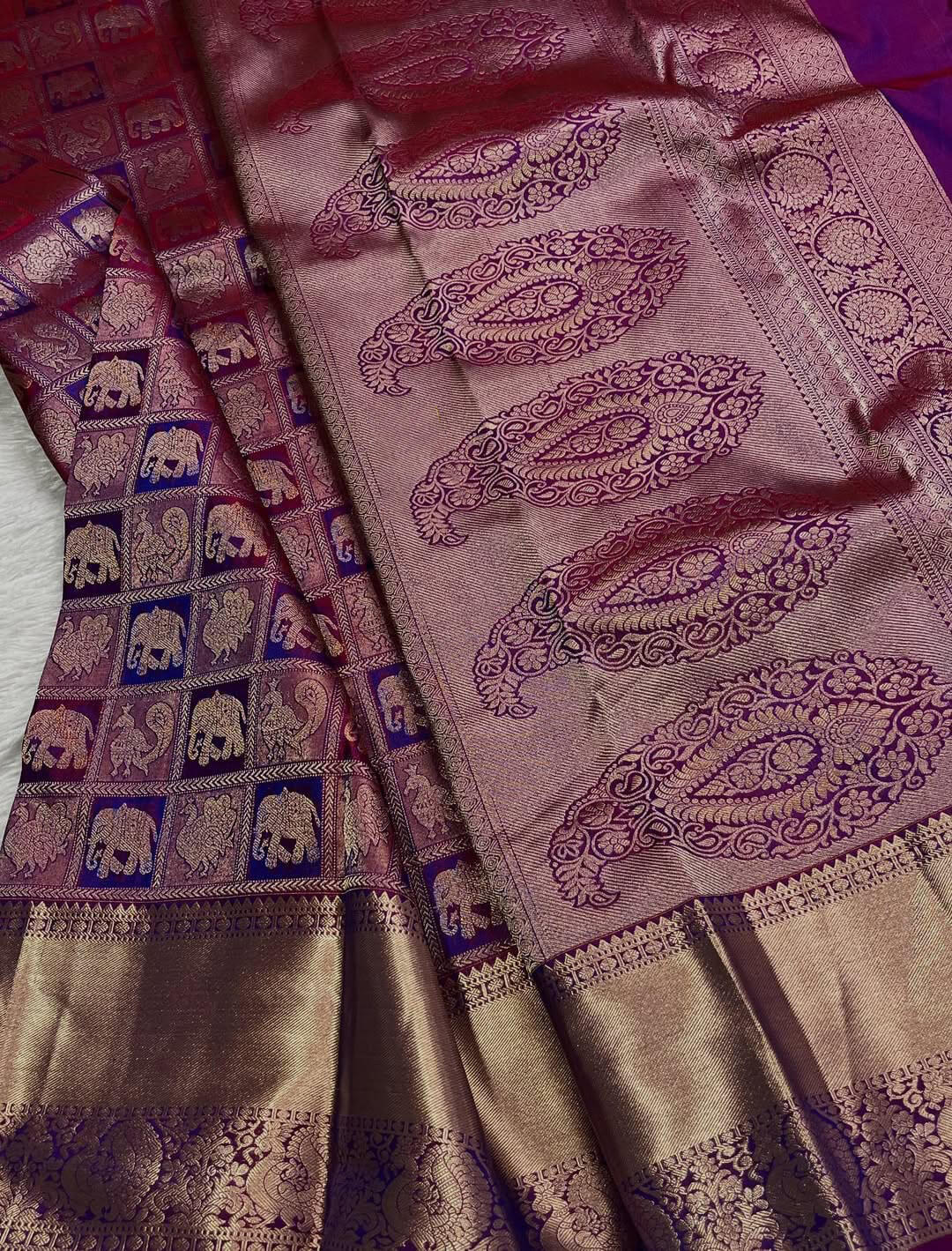 Rhapsody Purple Soft Banarasi Silk Saree With Piquant Blouse Piece - Image 4