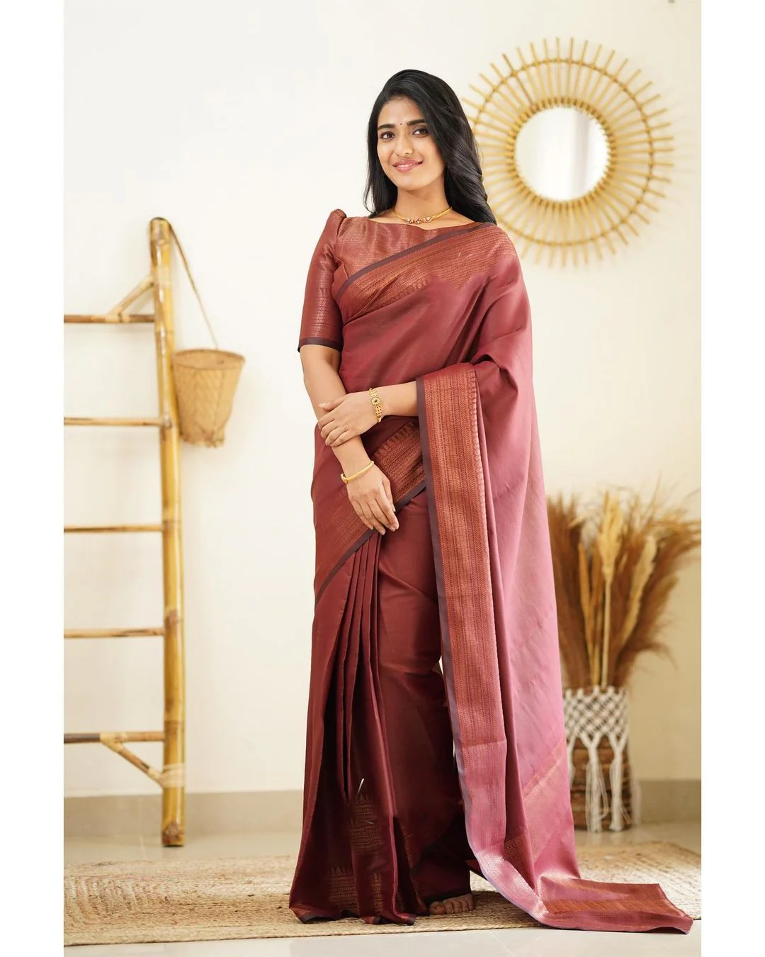 Scrumptious Wine Soft Silk Saree With Improbable Blouse Piece - Image 5