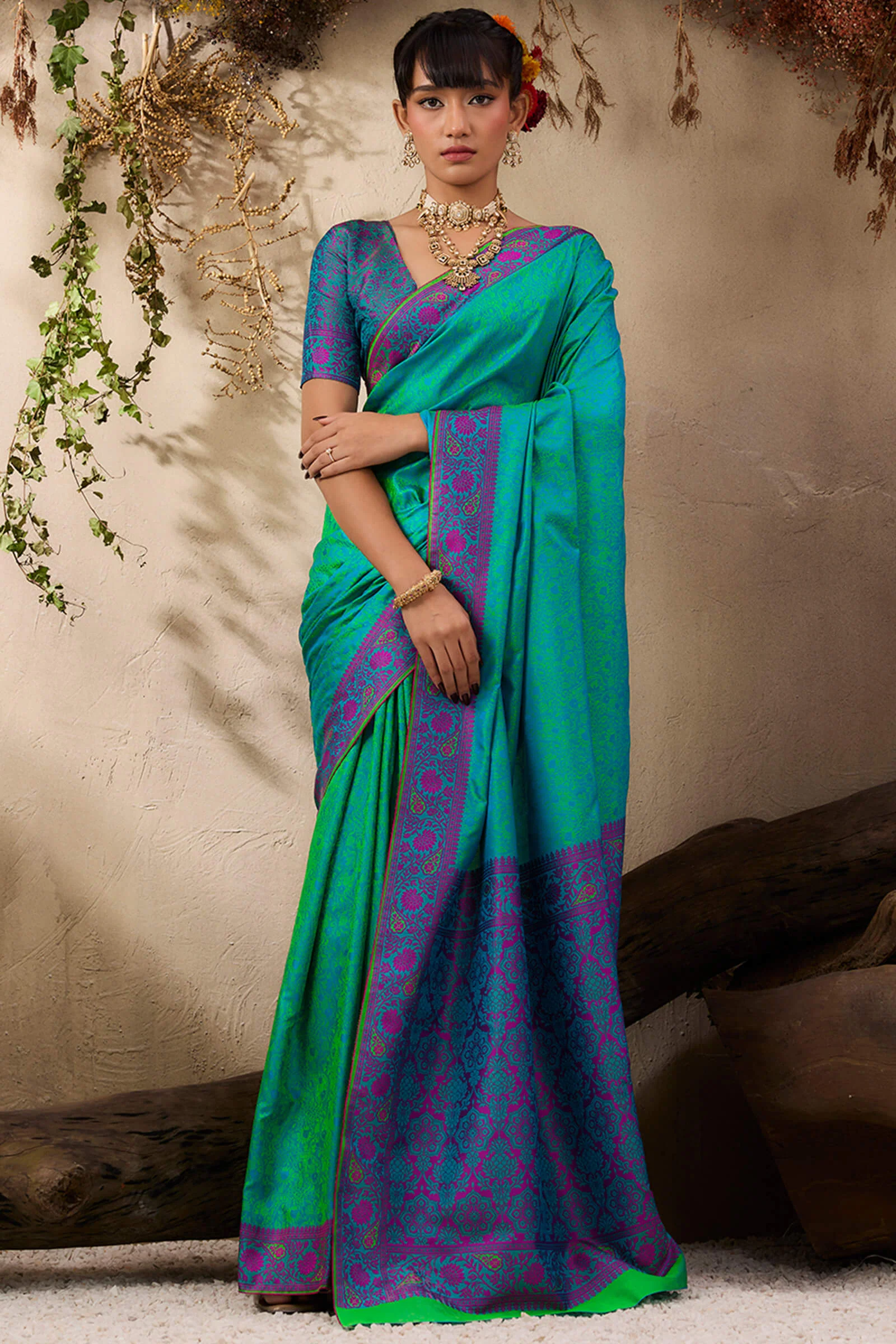 Scrupulous Sea Green Kanjivaram Silk Saree With Most Flattering Blouse Piece - Image 2