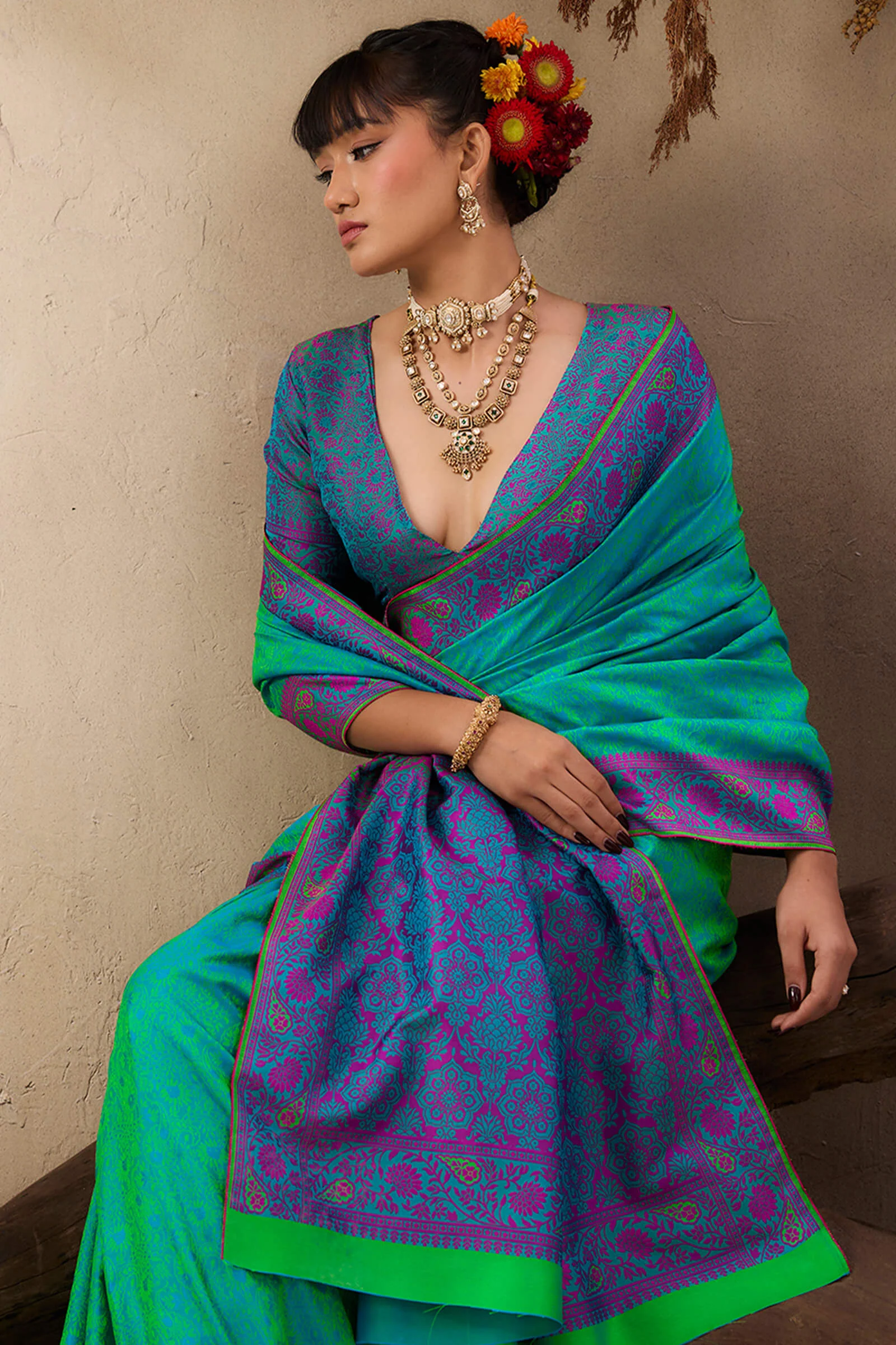 Scrupulous Sea Green Kanjivaram Silk Saree With Most Flattering Blouse Piece - Image 5