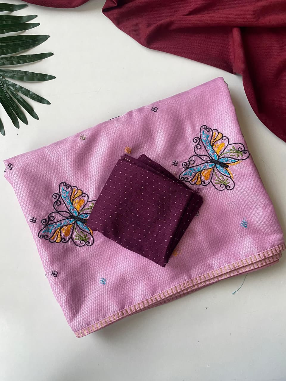 Seraglio Lavender Embroidery Work Kota Silk Saree With Super extravagant Blouse Piece - Image 4