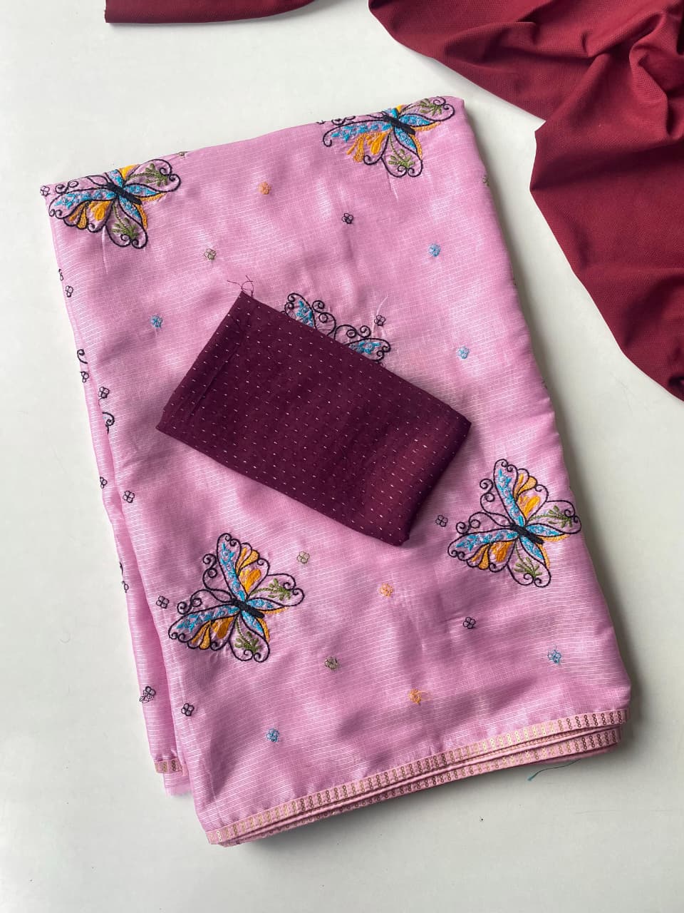 Seraglio Lavender Embroidery Work Kota Silk Saree With Super extravagant Blouse Piece - Image 6