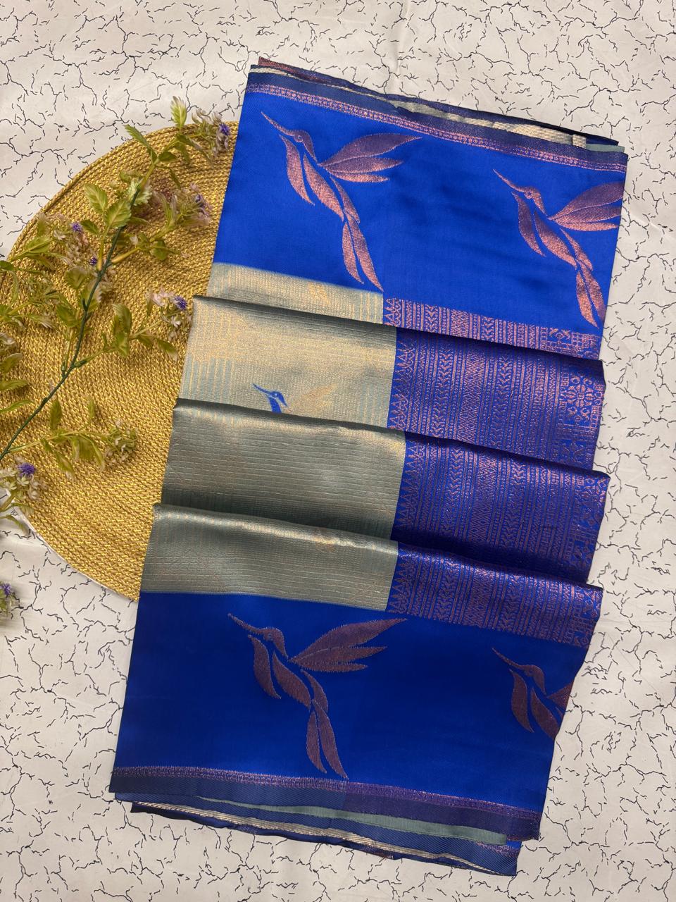 Seraglio Sky Soft Banarasi Silk Saree With Impressive Blouse Piece - Image 4