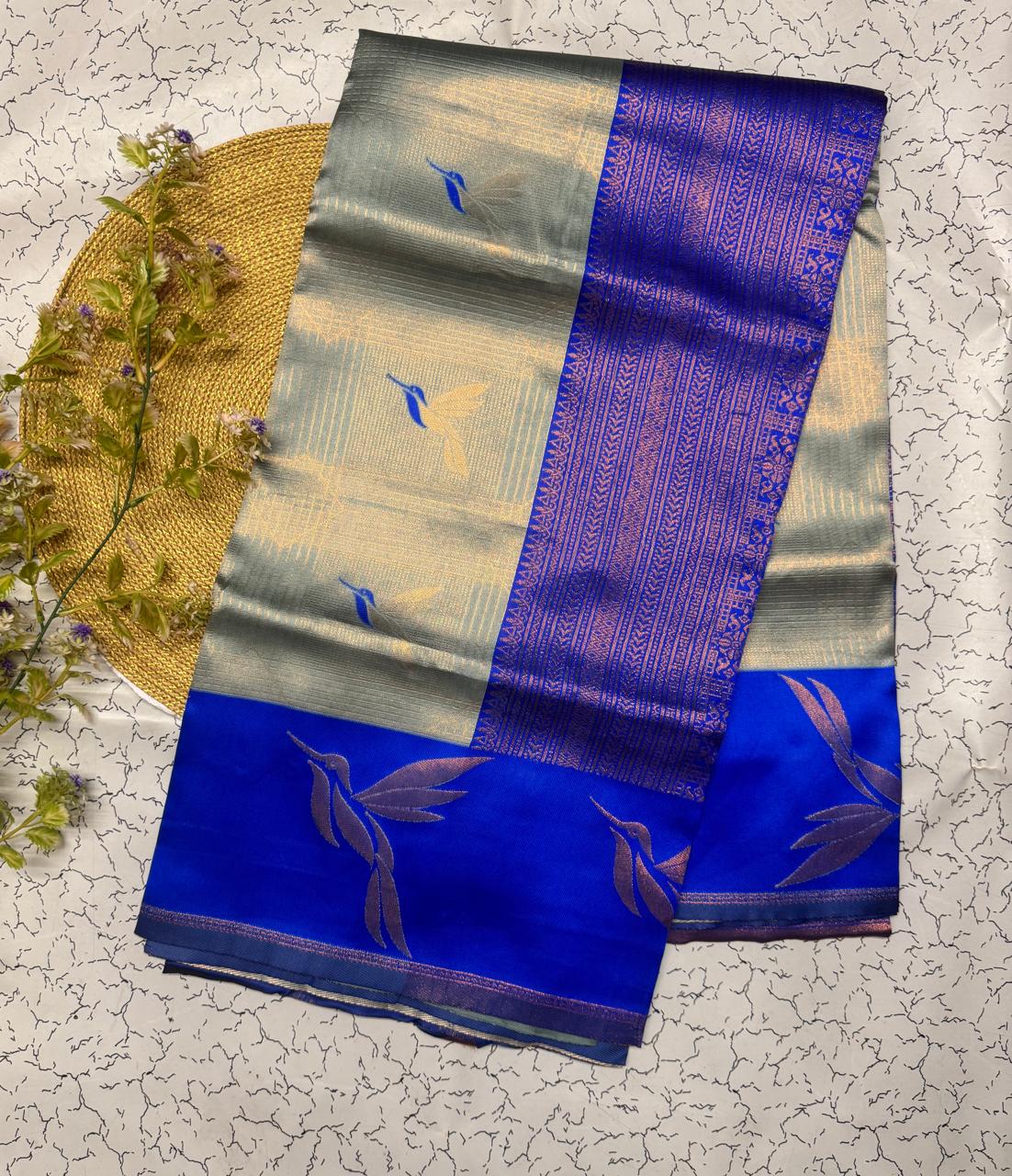 Seraglio Sky Soft Banarasi Silk Saree With Impressive Blouse Piece - Image 5