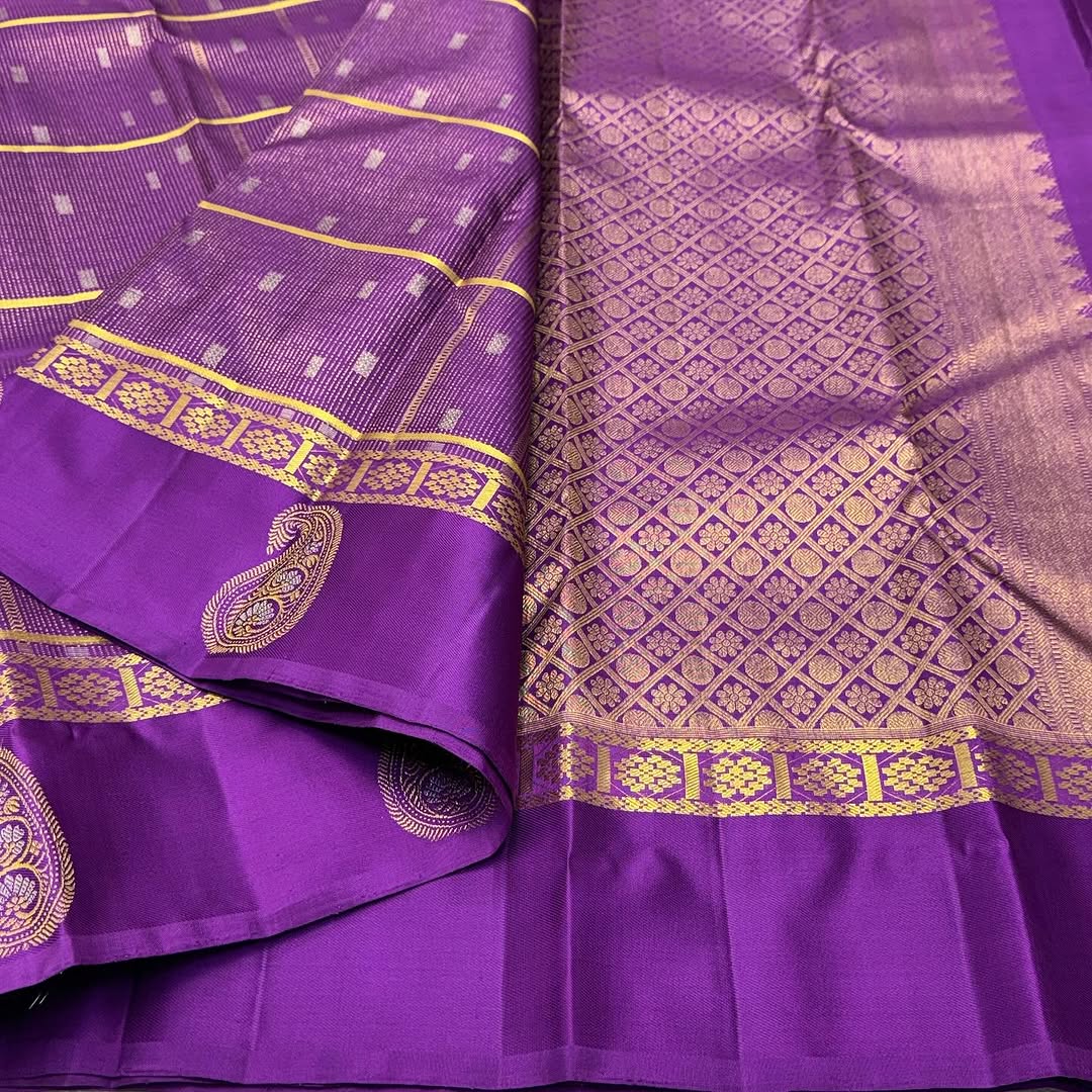 Skinny Purple Soft Banarasi Silk Saree With Ethereal Blouse Piece - Image 2