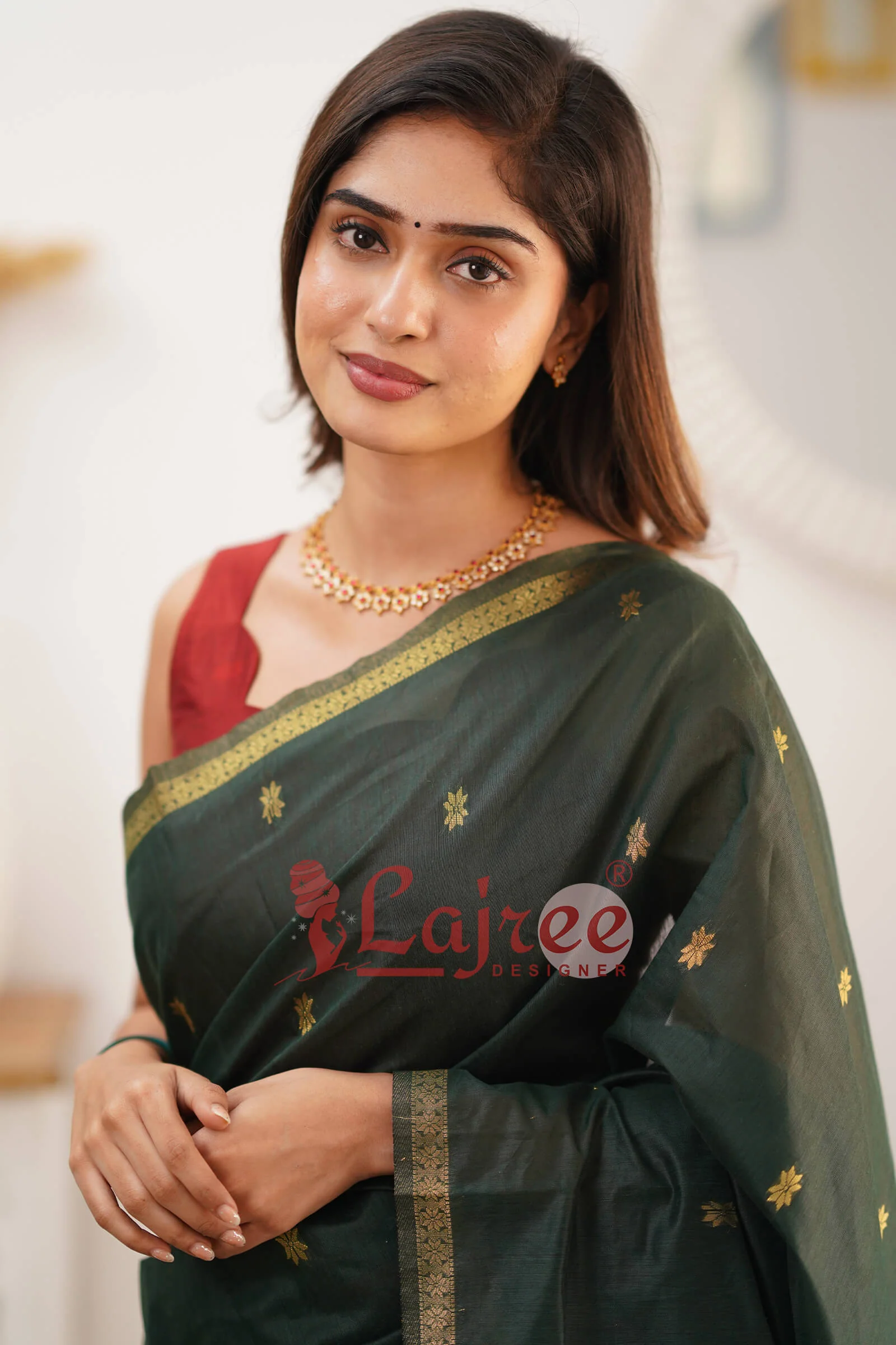Sophisticated Green Cotton Silk Saree With Prodigal Blouse Piece - Image 3