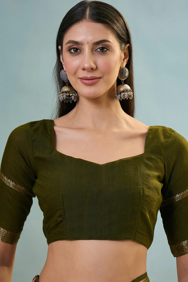 Sophisticated Wine Printed Cotton Silk Saree With Bucolic Blouse Piece - Image 6