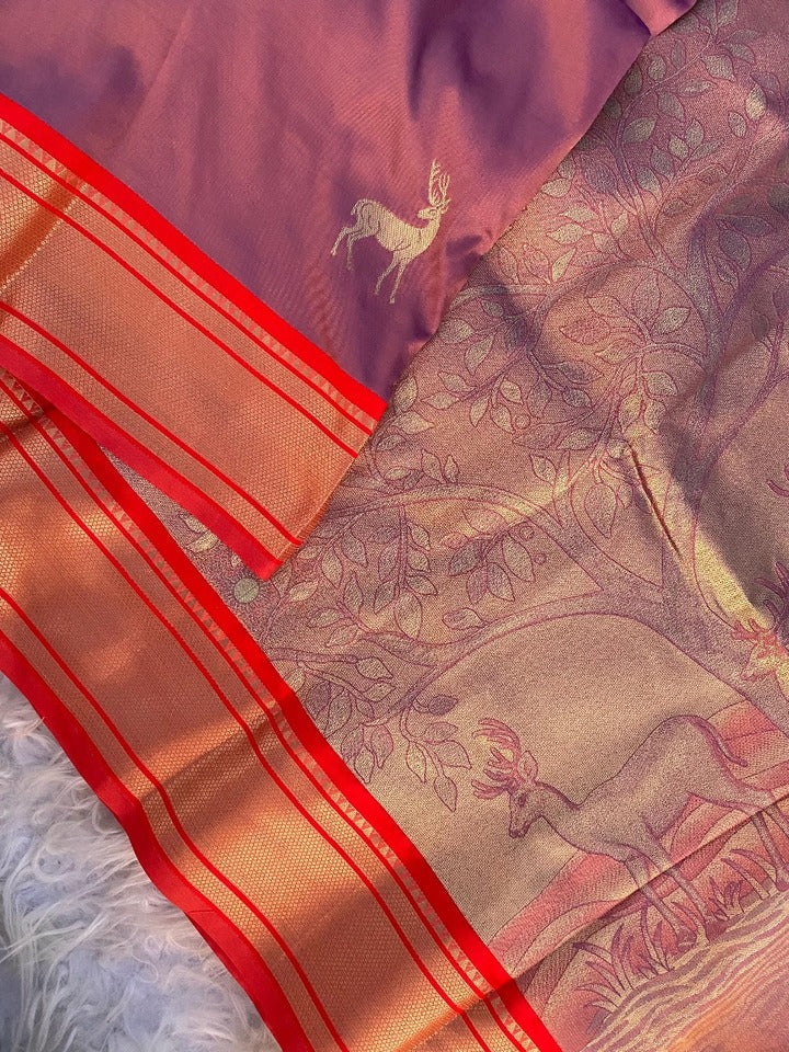 Sumptuous Pink Pure Zari Weaving Banarasi Silk Saree With Smashing Blouse Piece - Image 2